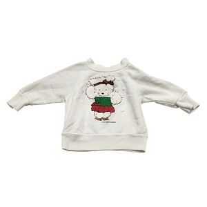 Santabear 1987 Dayton Hudson Kids 18 Months White Miss Teddy Bear Sweatshirt VTG